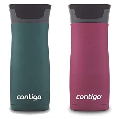 Contigo AUTOSEAL West Loop Vaccuum-Insulated Stainless Steel Travel Mug, 16 oz, Stainless Steel/Monaco Blue, 2-Pack