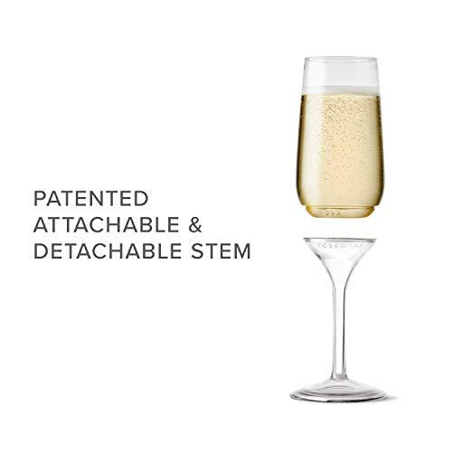 TOSSWARE 9oz Flute - recyclable champagne plastic cup - SET OF 12 - stemless, shatterproof and BPA-free flute glasses