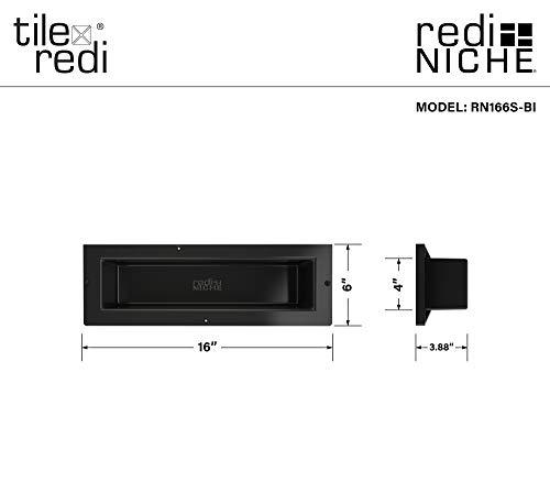 Redi Niche Single Recessed Shower Shelf – Black, One Inner Shelf, 16-Inch Width x 14-Inch Height x 4-Inch Depth