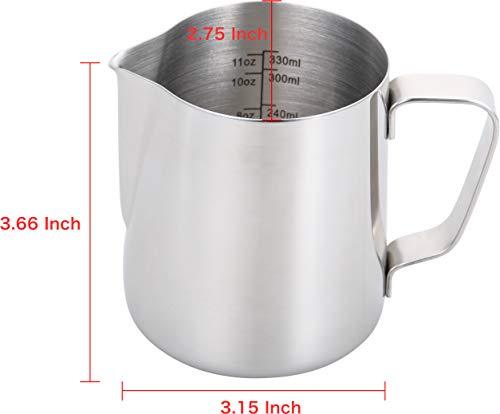 Espresso Steaming Pitcher 12 oz,Espresso Milk Frothing Pitcher 12 oz,Coffee Milk Frothing Cup,Coffee Steaming Pitcher 12 oz/350 ml