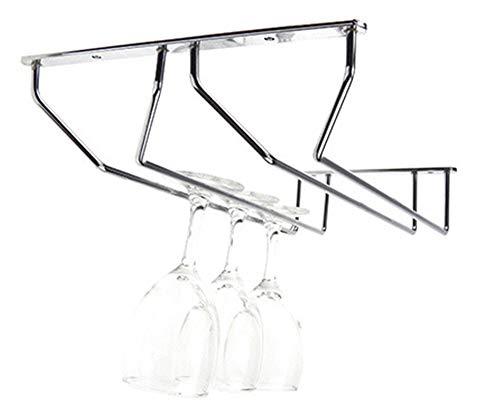 Stemware Wine Glass Rack Wall-Mounted Hanger Under Cabinet Storage Chrome Finish For Home Bar (2 Rows)