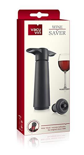 The Original Vacu Vin Wine Saver with 2 Vacuum Stoppers – Black