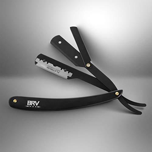 Straight Razor | 100 Single Edge Lord Platinum Saloon Blades | 100% Stainless Steel | Professional Shavette for Close Shaving | Exquisite Design for Classy Gentlemen | Straight Razor Set - BRV MEN