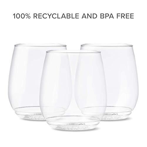 TOSSWARE 14oz Vino - recyclable wine plastic cup - SET OF 12 - stemless, shatterproof and BPA-free wine glasses