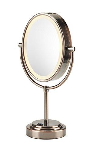 Conair Double-Sided Lighted Makeup Mirror - Lighted Vanity Mirror; 1x/7x magnification; Polished Chrome Finish