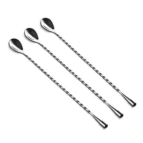 Hiware LZS13B 12 Inches Stainless Steel Mixing Spoon, Spiral Pattern Bar Cocktail Shaker Spoon