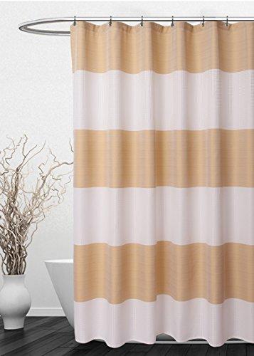 Waffle Weave Fabric Shower Curtain 230 GSM Heavy Duty, Spa, Hotel Luxury, Water Repellent, White Pique Pattern, 71 x 72 inches Decorative Bathroom Curtain