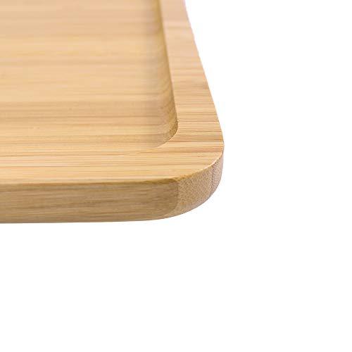 Bamboo Tray Bathroom Rectangle Serving Tray With Handles, 12 x 8.5" Serve Food Coffee or Tea at Home, Hotel & Restaurant By HTB