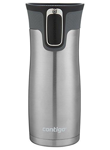 Contigo AUTOSEAL West Loop Vaccuum-Insulated Stainless Steel Travel Mug, 16 oz, Stainless Steel/Monaco Blue, 2-Pack