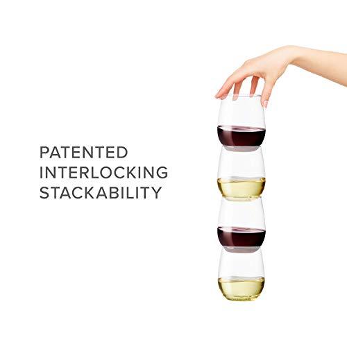 TOSSWARE 14oz Vino - recyclable wine plastic cup - SET OF 12 - stemless, shatterproof and BPA-free wine glasses