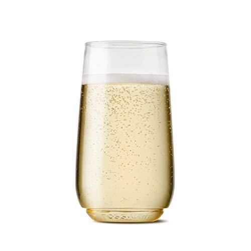 TOSSWARE 9oz Flute - recyclable champagne plastic cup - SET OF 12 - stemless, shatterproof and BPA-free flute glasses