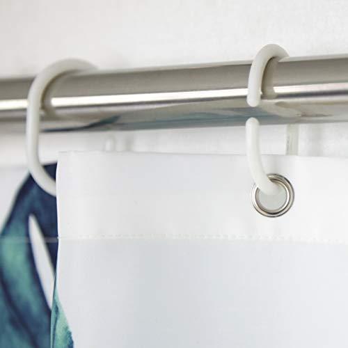 JRing Shower Curtain Polyester Fabric Waterproof Machine Washable with 12 Hooks 72x72 Inch