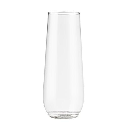 TOSSWARE 9oz Flute - recyclable champagne plastic cup - SET OF 12 - stemless, shatterproof and BPA-free flute glasses