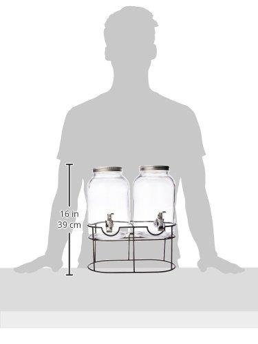 Estilo 1 gallon Glass Mason Jar Double Beverage Drink Dispenser On Metal Stand With Leak Free Spigot