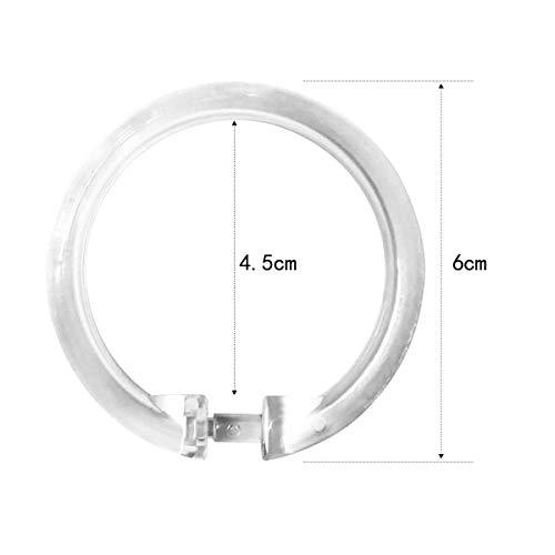 Qulable 24 Packs Shower Curtain Rings Plastic Curtain C Rings Hook Hanger Bath Drape Loop Clip Glide Bathroom Shower Window Rod (Clear)