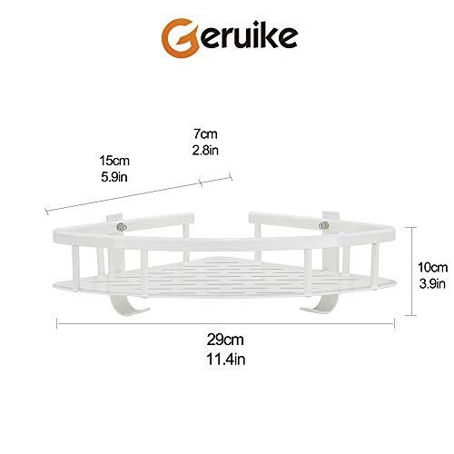 GERUIKE Shower Caddy Corner Shelf Wall Mounted Aluminum Self Adhesive Bathroom Organizer Rustproof, White