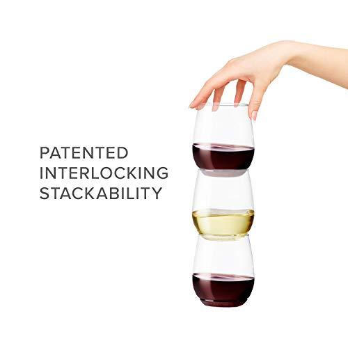 TOSSWARE 14oz Vino - recyclable wine plastic cup - SET OF 12 - stemless, shatterproof and BPA-free wine glasses