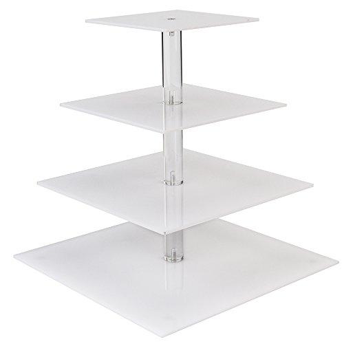 YestBuy 4 Tier Maypole Square Wedding Party Tree Tower Acrylic Cupcake Display Stand (15.1 Inches)