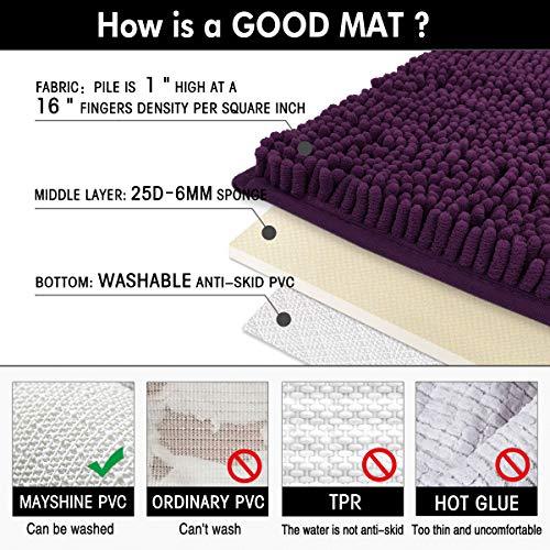 MAYSHINE Non Slip Contour Bath mat for Toilet | Soft Shaggy Chenille | Absorbent Water | Dry Fast | Machine-Washable | Perfect for Bathroom,Tub, and Shower (20"x24"Dark Gray)