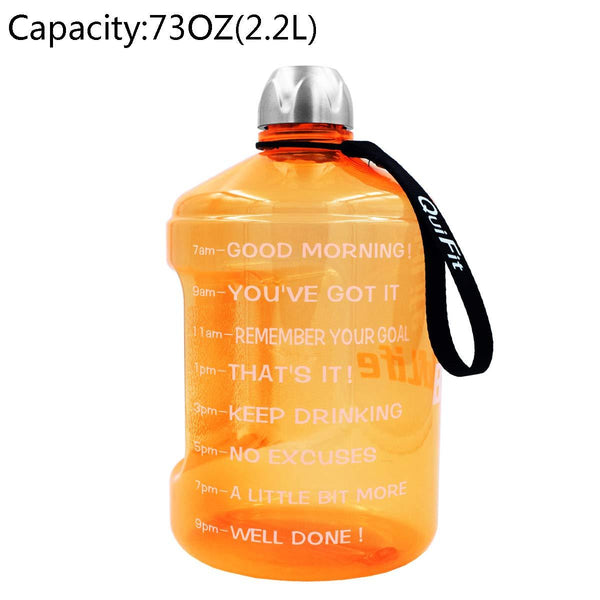 BuildLife 1 Gallon Water Bottle Motivational Fitness Workout with Time Marker |Drink More Water Daily | Clear BPA-Free | Large 128 Ounce/73OZ/43OZ of Water