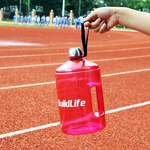 BuildLife 1 Gallon Water Bottle Motivational Fitness Workout with Time Marker |Drink More Water Daily | Clear BPA-Free | Large 128 Ounce/73OZ/43OZ of Water