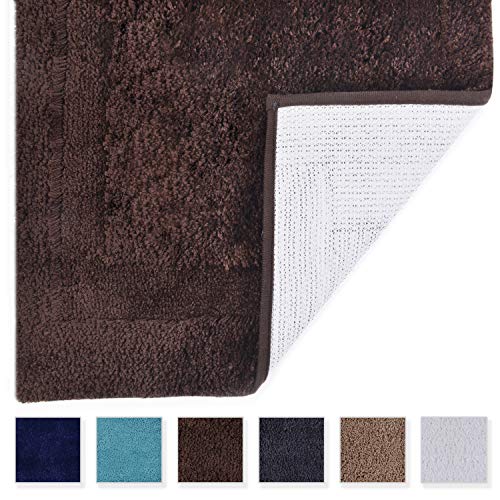 TOMORO Non-Slip Bathroom Rug Super Absorbent Bath Mat Extra Soft Microfibers Anti-Skid TPR Bottom (17.5 x 27 inch, White)