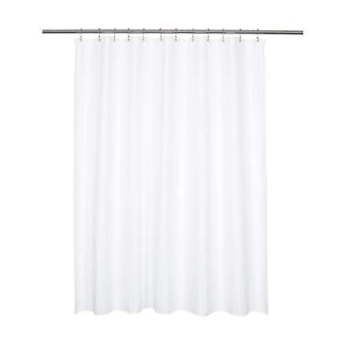 Waffle Weave Fabric Shower Curtain 230 GSM Heavy Duty, Spa, Hotel Luxury, Water Repellent, White Pique Pattern, 71 x 72 inches Decorative Bathroom Curtain