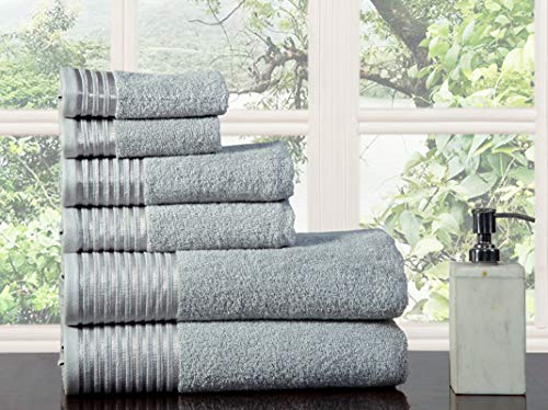 600 GSM Ultra Soft 100% Combed Cotton 6-piece Towel Set (Charcoal Black): 2 Bath towels, 2 Hand towels, 2 Washcloths, Long-staple Cotton, Spa Hotel Quality, Super Absorbent, Machine Washable