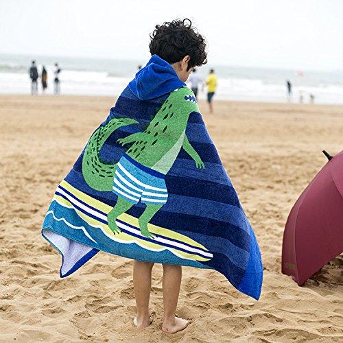 Bavilk Kids Children Hooded Poncho Dinosaur Swim Beach Bath Towel for Girls / Boys