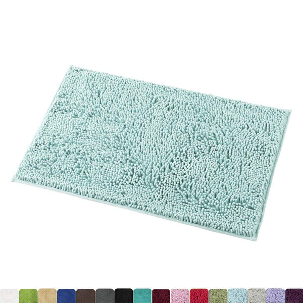 MAYSHINE Non-Slip Bathroom Rug Shag Shower Mat Machine-Washable Bath Mats with Water Absorbent Soft Microfibers, 20" W x 32" L, Turquoise