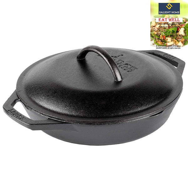 Lodge 12 Inch Cast Iron Skillet. Pre-Seasoned Cast Iron Skillet with Red Silicone Hot Handle Holder.