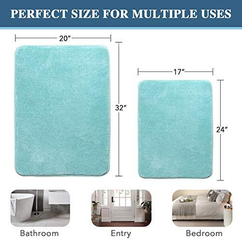 H.VERSAILTEX 2 Pack Non Slip Memory Foam Bathroom Rugs Non Slip Bath Mats Super Absorbent Extra Cozy, Foot Massage Flannel Bathroom Rugs/Carpets Machine-Washable and Fast Dry (Gray, Each 17" x 24")