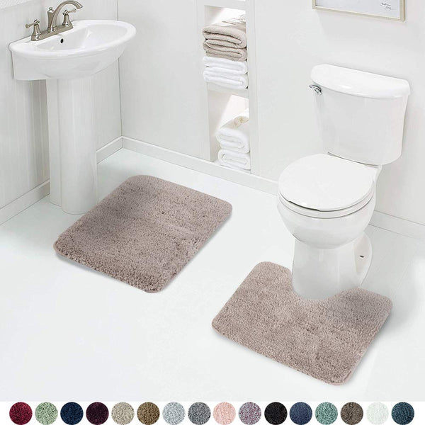 Walensee Bathroom Rug Non Slip Bath Mat for Bathroom (16 x 24) Water Absorbent Soft Microfiber Shaggy Bathroom Mat Machine Washable Bath Rug for Bathroom Thick Plush Rugs for Shower (Gray)