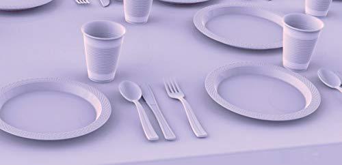 Exquisite 12-Pack Premium Plastic Tablecloth 54 Inch. x 108 Inch. Rectangle Table Cover-White