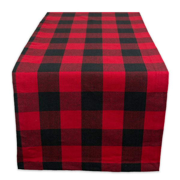 DII Cotton Buffalo Check Table Runner for Family Dinners or Gatherings, Indoor or Outdoor Parties, & Everyday Use (14x72",  Seats 4-6 People), Black & White