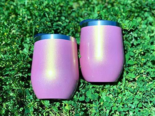 CHILLOUT LIFE Stainless Steel Stemless Wine Glass Tumbler 2 Pack Rose Gold 12 oz | Double Wall Vacuum Insulated Wine Tumbler with Lids and Straws Set of Two for Coffee, Wine, Cocktails, Ice Cream