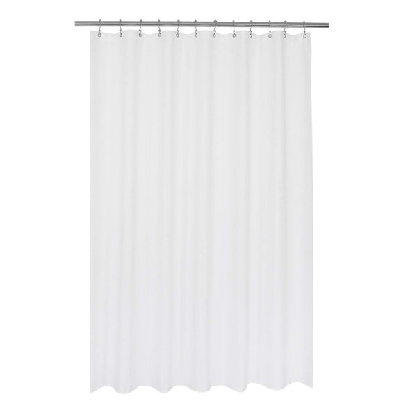 Waffle Weave Fabric Shower Curtain 230 GSM Heavy Duty, Spa, Hotel Luxury, Water Repellent, White Pique Pattern, 71 x 72 inches Decorative Bathroom Curtain