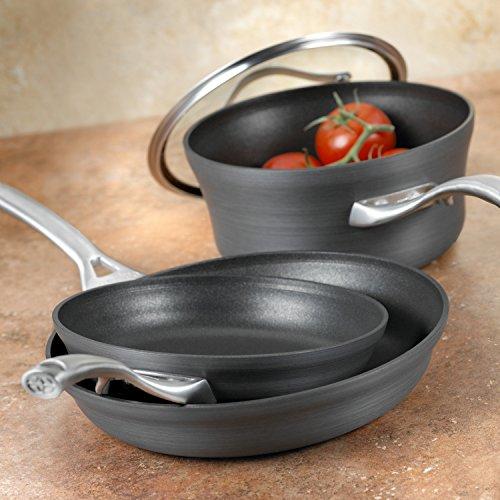 Calphalon Contemporary Hard-Anodized Aluminum Nonstick Cookware, Omelette Fry Pan, 10-inch and 12-inch Set, Black, New Version - 2018986