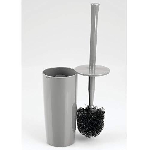 mDesign Slim Compact Plastic Toilet Bowl Brush and Holder for Bathroom Storage - Sturdy, Deep Cleaning - White