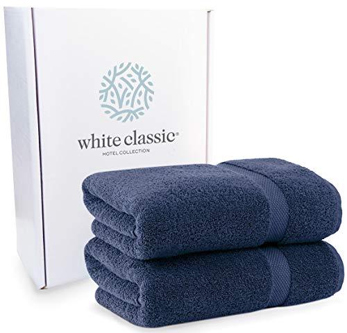 Luxury White Bath Towels Large - Circlet Egyptian Cotton | Highly Absorbent Hotel spa Collection Bathroom Towel | 27x54 Inch | Set of 4