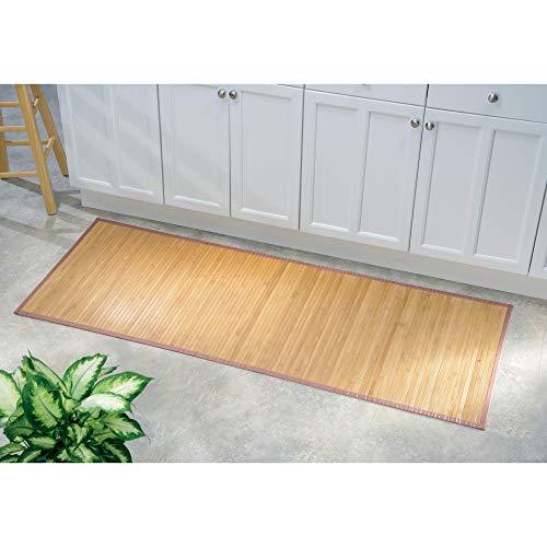 InterDesign Formbu Bamboo Floor Mat Non-Skid, Water-Resistant Runner Rug for Bathroom, Kitchen, Entryway, Hallway, Office, Mudroom, Vanity, 17" x 24", Natural Beige