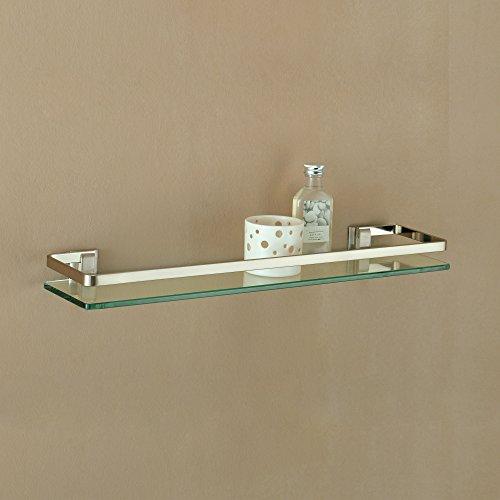Organize It All Wall Mounting Glass Shelf with Nickle Finish and Rail