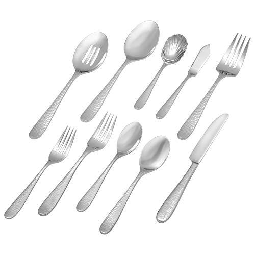 Stone & Beam Traditional Stainless Steel Flatware Silverware Set, Service for 8, 45-Piece, Silver with Square Brushed Trim