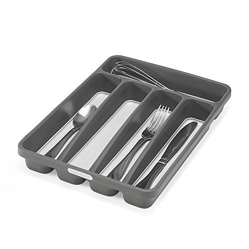 madesmart Classic Large Silverware Tray - White | CLASSIC COLLECTION | 6-Compartments |  Soft-grip Lining and Non-slip Feet |BPA-Free