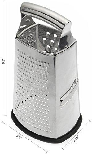 Spring Chef Box Grater, 4-Sided Stainless Steel Large 10-inch Grater for Parmesan Cheese, Ginger, Vegetables