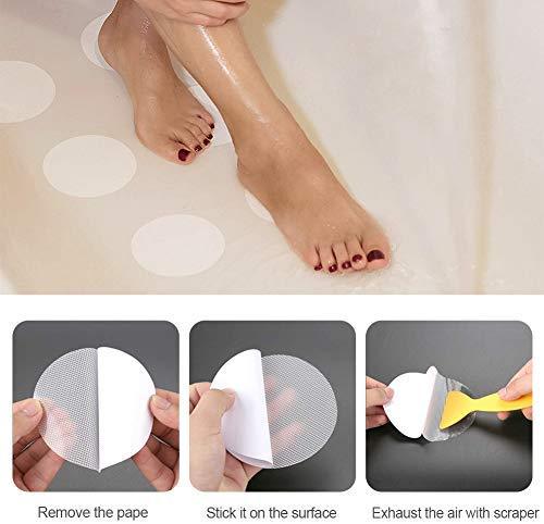 NORACLAN Stickers Shower Adhesive Bathtub Treads Clear Discs Tape 4x4 Inch Stickers in Kitchen Bath Floor Non-Slip Safety Kids Nonslip Bath Stickers