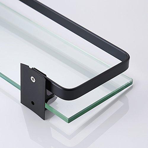 KES Aluminum Bathroom Glass Shelf Tempered Glass Rectangular 1 Tier Extra Thick Silver Sand Sprayed Wall Mounted, A4126A
