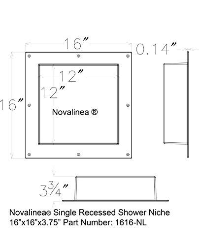 Large Double Recessed Shower Niche, Ready to Tile, 25" x 17" x 3.75" by Novalinea