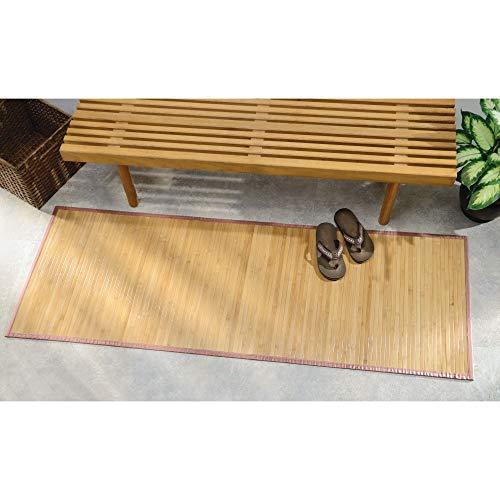 InterDesign Formbu Bamboo Floor Mat Non-Skid, Water-Resistant Runner Rug for Bathroom, Kitchen, Entryway, Hallway, Office, Mudroom, Vanity, 17" x 24", Natural Beige