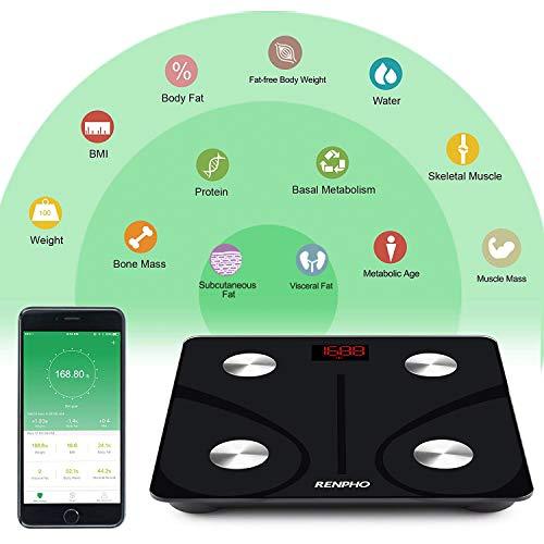 RENPHO Bluetooth Body Fat Scale Smart BMI Scale Digital Bathroom Wireless Weight Scale, Body Composition Analyzer with Smartphone App 396 lbs - Black